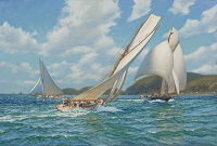 Pastime, Waitangi and Mascotte racing in the Wellington Regatta of January 22nd, 1895.